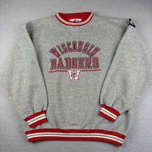 Vintage Logo Athletic Wisconsin Badgers Crewneck Sweatshirt Gray Men's XL